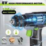 WORKPRO 8V Cordless Drill Set with Battery and Charger, 3/8" Keyless Chuck | Electric Power Drill, 2.0Ah Battery, Variable Speed, Portable for Home Improvement & DIY - Image 5