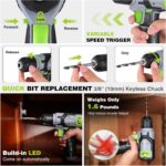 WORKPRO 8V Cordless Drill Set with Battery and Charger, 3/8" Keyless Chuck | Electric Power Drill, 2.0Ah Battery, Variable Speed, Portable for Home Improvement & DIY - Image 6