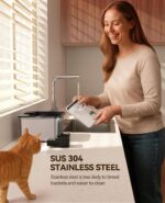 Cat Water Fountain Wireless + 6 Filters: [Visual Filter] & [Heavy-Duty Stainless Steel] FEELNEEDY- Premium, 3.2L/108oz, 4000mAh Battery Operated Pet Fountain with Sensor, for Cats and Dogs - Image 9