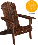 Solid Wood Folding Adirondack Chair Set of 2, Carbonized | 350LBS Capacity, Weather Resistant, Fire Pit Lounge Chairs for Garden, Yard, Patio, Lawn - Image 9