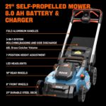 SENIX X6 60V Max 21" 3-in-1 Self-Propelled Mower w/ 8Ah Battery & Charger, Smart Display, 7-Level Adj. (Mower & Battery Shipped Separately) | 3 in 1 and 7-Height Adjustment, 60mins Runtime for Garden, Small Yard - Image 10