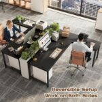 Huuger 63 Inch L Shaped Desk with Power Outlets & 0.95 Inch Thicker Desktop | Reversible Computer Desk, Larger Office Corner Gaming Desk, Metal Frame, for Home Office, Study, Black - Image 3