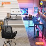 Huuger 63 Inch L Shaped Desk with Power Outlets & 0.95 Inch Thicker Desktop | Reversible Computer Desk, Larger Office Corner Gaming Desk, Metal Frame, for Home Office, Study, Black - Image 7