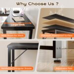 Huuger 63 Inch L Shaped Desk with Power Outlets & 0.95 Inch Thicker Desktop | Reversible Computer Desk, Larger Office Corner Gaming Desk, Metal Frame, for Home Office, Study, Black - Image 9