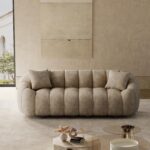 92" Oversized Minimalistic Boucle Sofa for Living Room, Luxury Plush Extra Deep Seat Tufted Sofa, Modern Comfy Curved Cloud Couch, Upholstered 3-Seater Chenille Couches, Light Brown - Image 8