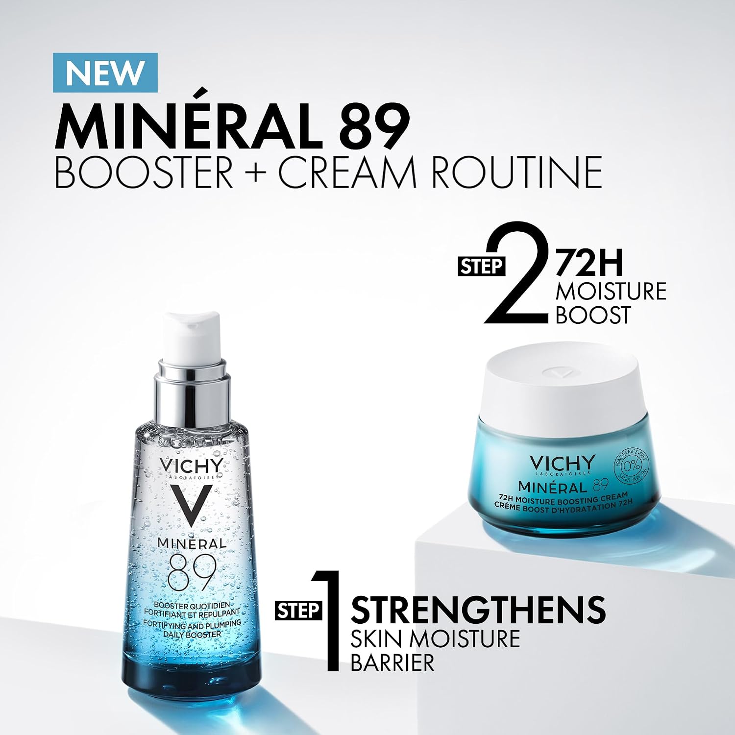 Vichy Mineral 89 Fragrance Free Cream, Moisture Boosting Cream with Hyaluronic Acid, Daily Face Moisturizer, Available in 4 Formulas For All Skin Types, Dry & Sensitive Skin & Mattifying for Oily Skin - Image 8