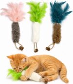 3 Pack Rabbit Fur Catnip Toys with Feathers – Interactive Carrot Cat Toys with Galls Fruit for Indoor Cats and Kittens - Image 2