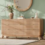 63'' Wide 9 Drawers Dresser for Bedroom,Modern Fluted Vertical Chest with Rounded Corners,Fluted Dresser for Living Room,Hallway, Natural Wood - Image 2