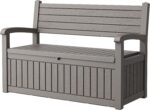 80-Gallon Lockable Outdoor Storage Bench, Waterproof Outdoor Deck Storage Boxes, Resin Patio Deck Bench with Hidden Storage, All-Weather Deck Box for Patio Grey - Image 2