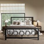 Allewie Queen Vintage Metal Bed Frame with Headboard, No Box Spring Needed | Black iron queen platform bed features Victorian style headboard and footboard, heavy duty support, and easy assembly. - Image 2