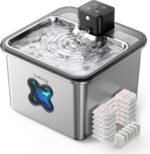 Cat Water Fountain Wireless + 6 Filters: [Visual Filter] & [Heavy-Duty Stainless Steel] FEELNEEDY- Premium, 3.2L/108oz, 4000mAh Battery Operated Pet Fountain with Sensor, for Cats and Dogs - Image 2