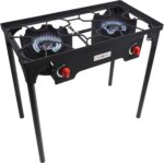 Gas One Propane Double Burner Two Burner Camp Stove Outdoor High Pressure Propane 2 Burner Adjustable PSI Regulator and 4ft Hose With Removable Legs - Image 2