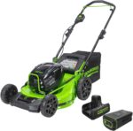 Greenworks 82V 21 in Push Lawn Mower, 5.0 Ah Battery and Charger - Image 2