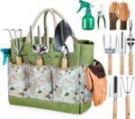 Grenebo Gardening Tools 9-Piece Heavy Duty Garden Hand Tools with Fashion and Durable Garden Tools Organizer Handbag, Rust-Proof Garden Tool Set, Ideal Gardening Gifts for Women - Image 2