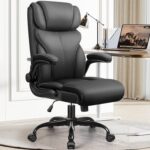 HeroSet Office Chair, Ergonomic Big and Tall Computer Desk Chairs, Executive Breathable Leather Chair with Adjustable Flip-up Armrests, Lumbar Support Swivel PC Chair with Rocking Function,Matte Black - Image 2