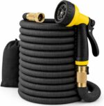J&B XpandaHose 150ft Expandable Garden Hose, Lightweight, Brass Connectors | Ultra Strong 3750D fabric, 4-layer latex core, expands 3X, kink & leak-resistant, 10-pattern nozzle, storage bag - Image 2
