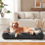 JOEJOY XL Orthopedic Dog Bed for Large Dogs, Extra Thick Foam Pet Bed Sofa | Bolster Sides, Large Sized Dog Couch Bed with Removable Washable Cover, Non-Slip Bottom, Grey (42"x30") - Image 2