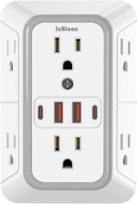 JcBlaon Outlet Extender Surge Protector - 6 Outlet Splitter with 4 USB Ports (2 USB C), Multiple Plug Expander Wall Charger, 3 Sided Multi Plug Wall Adapter Power Strip for Home Office Kitchen Travel - Image 2