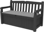 Keter Solana 70 Gallon Storage Bench Deck Box for Patio Furniture, Front Porch Decor and Outdoor Seating – Perfect to Store Garden Tools and Pool Floats, Graphite - Image 2
