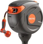 NEO-TEC Retractable Garden Hose Reel 82 ft 1/2 Inch, Ground-Mounted Freestanding Water Hose, No-Drill 360° Swivel, Any-Length Lock & 20% Slow Return for Large Yard Lawn Car Washing - Image 2