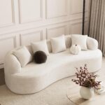 ONEMMLION 107" Modern Curved Sofas for Living Room, Cream White | Chenille Oversized Plush 4-Seater Boucle Cloud Couch with Extra-Deep Seating for Small Spaces, Apartment - Image 2