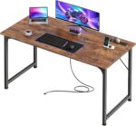 PRAISUN 47 X 20 Inch Office Computer Desk with Power Outlets and USB-C Port, Larger Gaming Desk, for Home Office, Study, Bedroom, Writing Work from Home Table, Metal Frame, Rustic Brown - Image 2