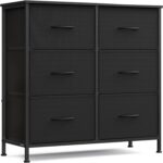 SONGMICS BELLAH Collection - Dresser for Bedroom, Chest of Drawers, Storage Organizer Unit, Closet, Entryway, Steel, 6 Drawers, Modern, Ink Black and Ebony Black ULGS123B01S - Image 2