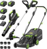 STEELITE 40V 17" Electric Lawn Mower & 12" String Trimmer & 500CFM Leaf Blower Combo Set, 3-in-1 Yard Care Kit with 3x4.0Ah Batteries & Dual Chargers - Image 2