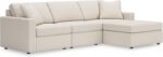 Signature Design by Ashley Modular Sectional Sofa with Chaise, Oyster | Next-Gen Nuvella fabric, Wood and engineered wood frame, Modular 3-piece L-shape, Modmax Series - Image 2