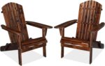 Solid Wood Folding Adirondack Chair Set of 2, Carbonized | 350LBS Capacity, Weather Resistant, Fire Pit Lounge Chairs for Garden, Yard, Patio, Lawn - Image 2