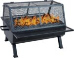 Sunnydaze 36-Inch Steel Outdoor Fire Pit with Grill and Spark Screen - PVC Protective Cover - Heat-Resistant Finish - Black - Image 2
