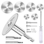 11 PCS Rotary Drill Saw Blades: 6 PCS Mini Circular Saw Blades with 2 PCS 1/4" Hex Shank, 1/8" & 1/4" Round Shanks+ Screwdriver, HSS Small Cutting Discs for Drills Rotary Tools, Inside PVC Pipe Cutter - Image 2
