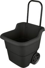 15 Gallon Rolling Garden Cart, Durable Resin Multi-Purpose Yard Cart, Retractable Handle and 7 Inch Wheels, Outdoor Utility Cart for Gardening, Lawn and Home Hauling (Black) - Image 2