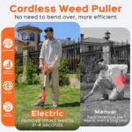 Weed Puller Tool, 21V Powerful Garden Tools Electric Weeder Tool, Orange | Weed Remover Tool with 2.0Ah Battery and Charger, 3-Claw Steel Head for Smooth Weeding, Ideal Gifts for Men Women Mom Dad - Image 3