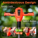 Weed Puller Tool, 21V Powerful Garden Tools Electric Weeder Tool, Orange | Weed Remover Tool with 2.0Ah Battery and Charger, 3-Claw Steel Head for Smooth Weeding, Ideal Gifts for Men Women Mom Dad - Image 5
