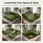 78.8" Convertible Futon Sofa Bed, Boneless Couch for Living Room | Corduroy Boneless Loveseat Sleeper Sofa, Modular Futon Couch with Storage Pocket, Pull Out Couch No Assembly | Green - Image 4