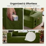 78.8" Convertible Futon Sofa Bed, Boneless Couch for Living Room | Corduroy Boneless Loveseat Sleeper Sofa, Modular Futon Couch with Storage Pocket, Pull Out Couch No Assembly | Green - Image 9
