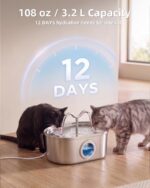 3.2L/108oz Stainless Steel Cat Water Fountain Pet Fountain | Automatic Pet Water Dispenser - Self-Designed Filtration System - Ultra-Quiet Pump - Easy Cleaning & Maintenance (3 Filters) - Image 6