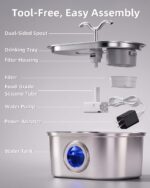 3.2L/108oz Stainless Steel Cat Water Fountain Pet Fountain | Automatic Pet Water Dispenser - Self-Designed Filtration System - Ultra-Quiet Pump - Easy Cleaning & Maintenance (3 Filters) - Image 8