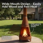 Sunnydaze 70" Large Chiminea Outdoor Fireplace, Wood Burning, Metal, Rustic | Steel, With Spark Screen Door & Rain Cap, Tall Chimenea Firepit for Outside, Outdoor Chimney Fire Pit for Patio or Backyard - Image 3