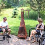 Sunnydaze 70" Large Chiminea Outdoor Fireplace, Wood Burning, Metal, Rustic | Steel, With Spark Screen Door & Rain Cap, Tall Chimenea Firepit for Outside, Outdoor Chimney Fire Pit for Patio or Backyard - Image 8
