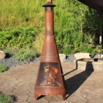 Sunnydaze 70" Large Chiminea Outdoor Fireplace, Wood Burning, Metal, Rustic | Steel, With Spark Screen Door & Rain Cap, Tall Chimenea Firepit for Outside, Outdoor Chimney Fire Pit for Patio or Backyard - Image 10