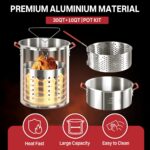30QT & 10QT Outdoor Fryer | Turkey Fryer | Seafood Boil Pot | Cover & Skimmer Included | 50,000BTU Propane Burner | Aluminum Deep Fryer Pot with Basket | Crab, Seafood & Crawfish Boiler - Image 4