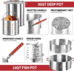 30QT & 10QT Outdoor Fryer | Turkey Fryer | Seafood Boil Pot | Cover & Skimmer Included | 50,000BTU Propane Burner | Aluminum Deep Fryer Pot with Basket | Crab, Seafood & Crawfish Boiler - Image 5