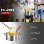 30QT & 10QT Outdoor Fryer | Turkey Fryer | Seafood Boil Pot | Cover & Skimmer Included | 50,000BTU Propane Burner | Aluminum Deep Fryer Pot with Basket | Crab, Seafood & Crawfish Boiler - Image 7
