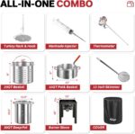 30QT & 10QT Outdoor Fryer | Turkey Fryer | Seafood Boil Pot | Cover & Skimmer Included | 50,000BTU Propane Burner | Aluminum Deep Fryer Pot with Basket | Crab, Seafood & Crawfish Boiler - Image 8