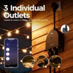 TESSAN Outdoor Smart Plug Waterproof, 2.4GHz WiFi Only | 15A/1875W Heavy Duty, 3 Individual Sockets, Compatible with Alexa Google Home, Remote Control Timer - Image 10