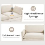 112'' Sectional Modular Cloud Couch, Oversized 5 Seat Couches U Shaped Sofa with 2 Movable Ottomans, 2 Throw Pillows, Upholstered Corduroy U Shape Comfy Deep Couches for Living Room and Office, Beige - Image 8