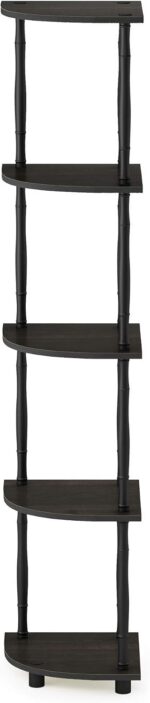 Furinno Turn-N-Tube 5 Tier Corner Display Rack Multipurpose Shelving Unit with Classic Tubes, Espresso/Black (18035EX/BK) - Image 8