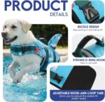 ASENKU Dog Life Jacket - Pet Safety Vest for Swimming & Boating, Shark Life Jacket with Floatation, Dog Lifesavers Swimsuits for Small Medium Large Dogs (Ocean, XL) - Image 4